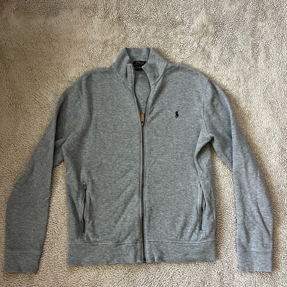 Polo Ralph Lauren full zip lightweight sweater grey size M